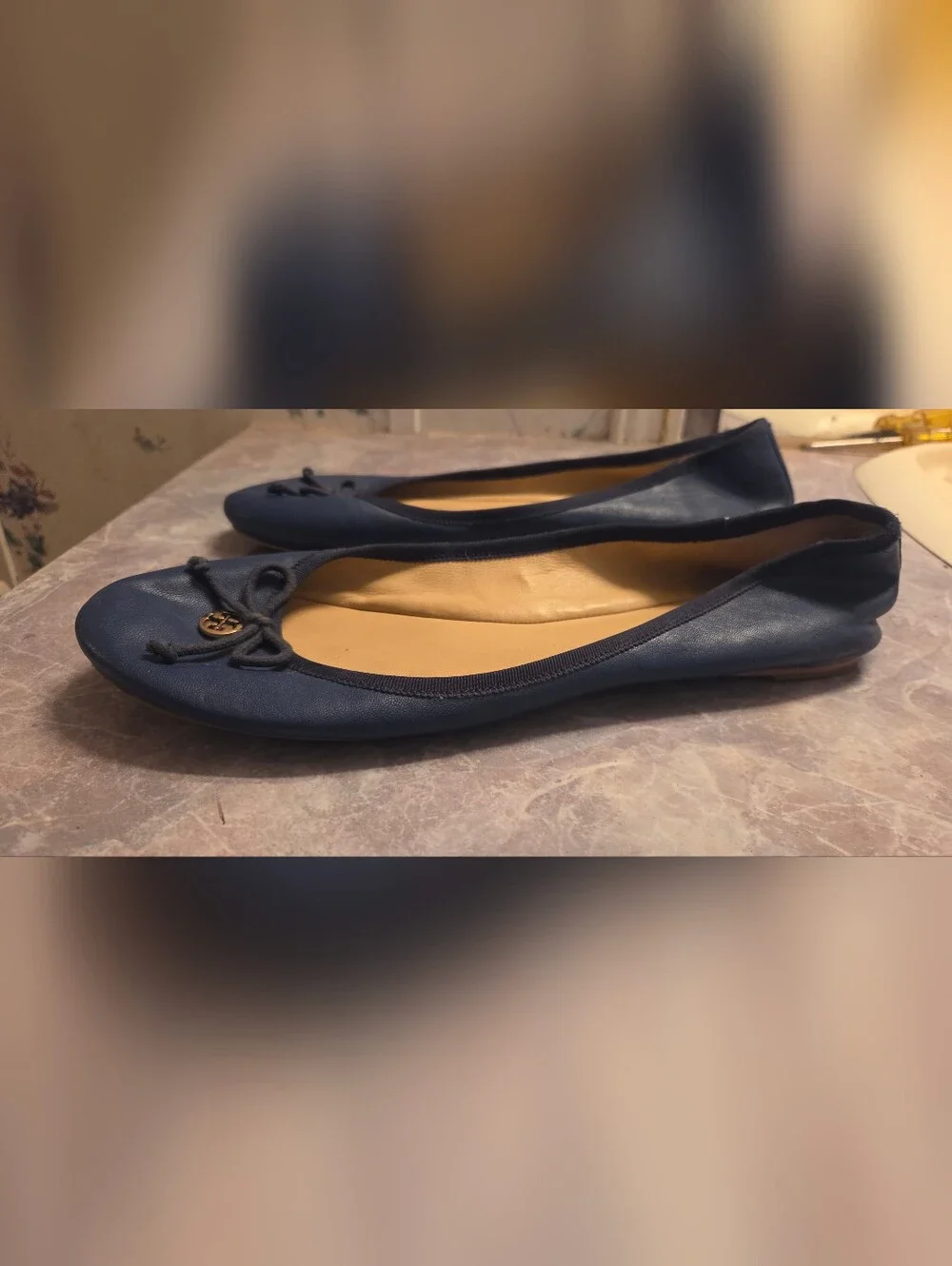 Tory Burch Navy Reva Ballet Flats